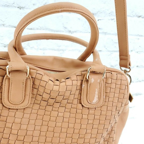 Cornelia Guest Womens Chestnut Braided Leather Convertible Handbag Purse - Picture 5 of 15